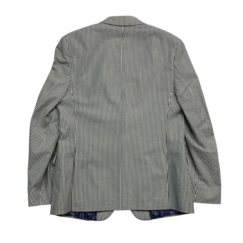 Boys Ralph Lauren 16R Blue White Striped Seersucker Blazer Jacket Sport Coat